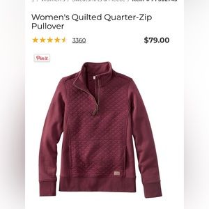 L.L.Bean woman’s quilted quarter zip sweater maroon